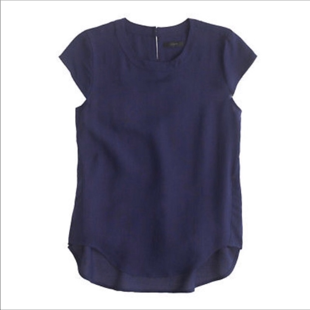 J Crew navy cap sleeve blouse 2 T like new